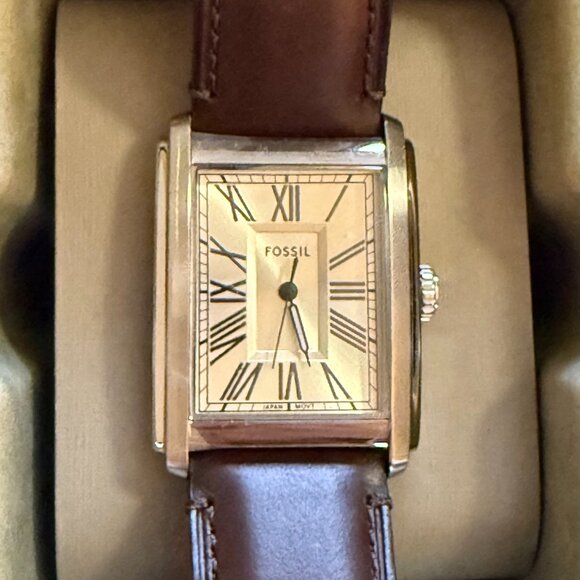 Fossil Men's Carraway Three-Hand Leather Watch Brown Leather Band - Picture 2 of 8